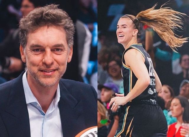 Sabrina Ionescu celebrates win over Indiana with NBA legend Paul Gasol.