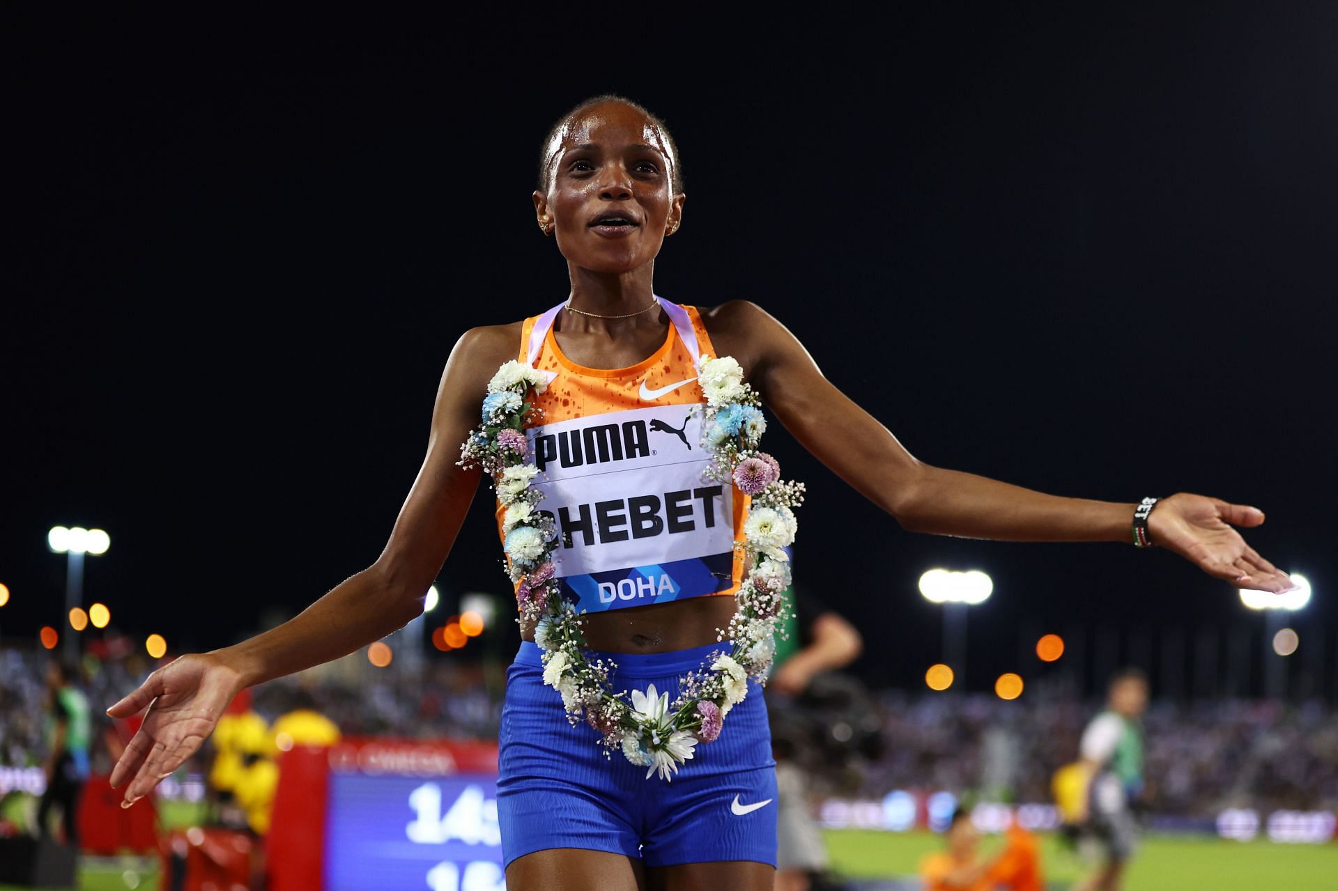 Chebet at the 2024 Diamond League meet in Doha (photo: Getty)