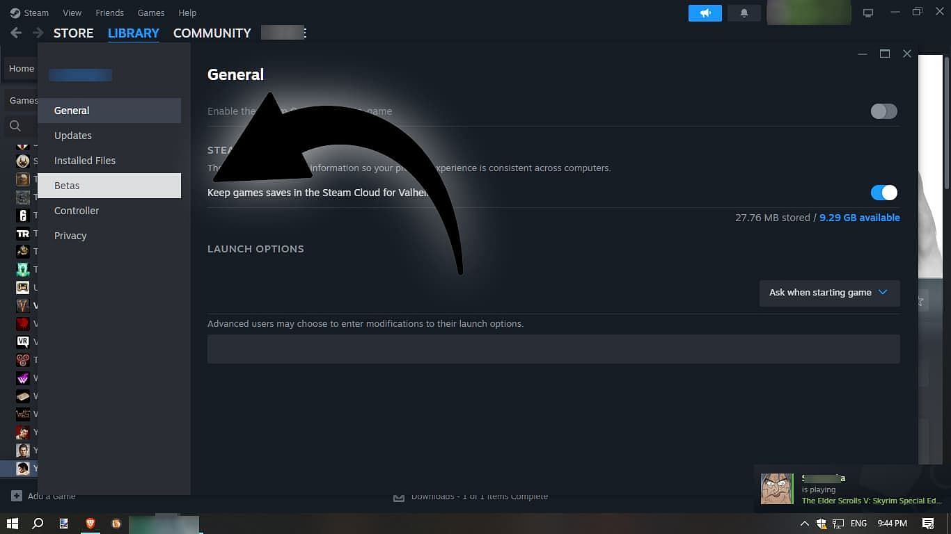 Starfield Steam Beta can be accessed only if you enable it (Image via Steam)