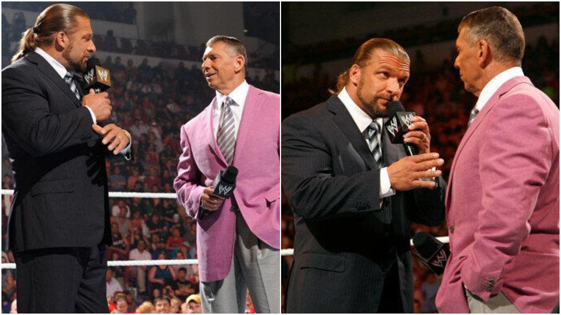 Vince McMahon and Triple H during an episode of WWE RAW ten years ago (2013)!