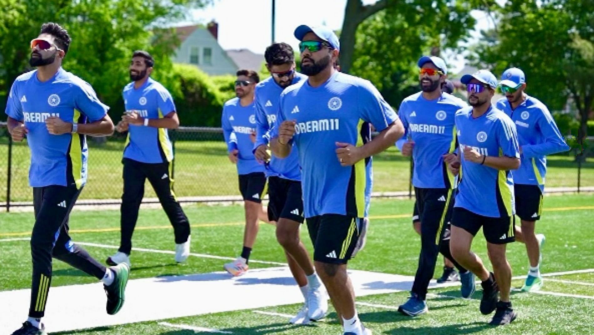 Rohit Sharma and co. during Team India&rsquo;s first training session in New York. (Image Credit: Rohit Sharma/ Instagram)