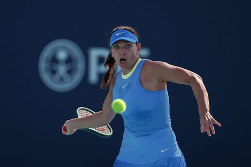 Simona Halep in action at the Miami Open