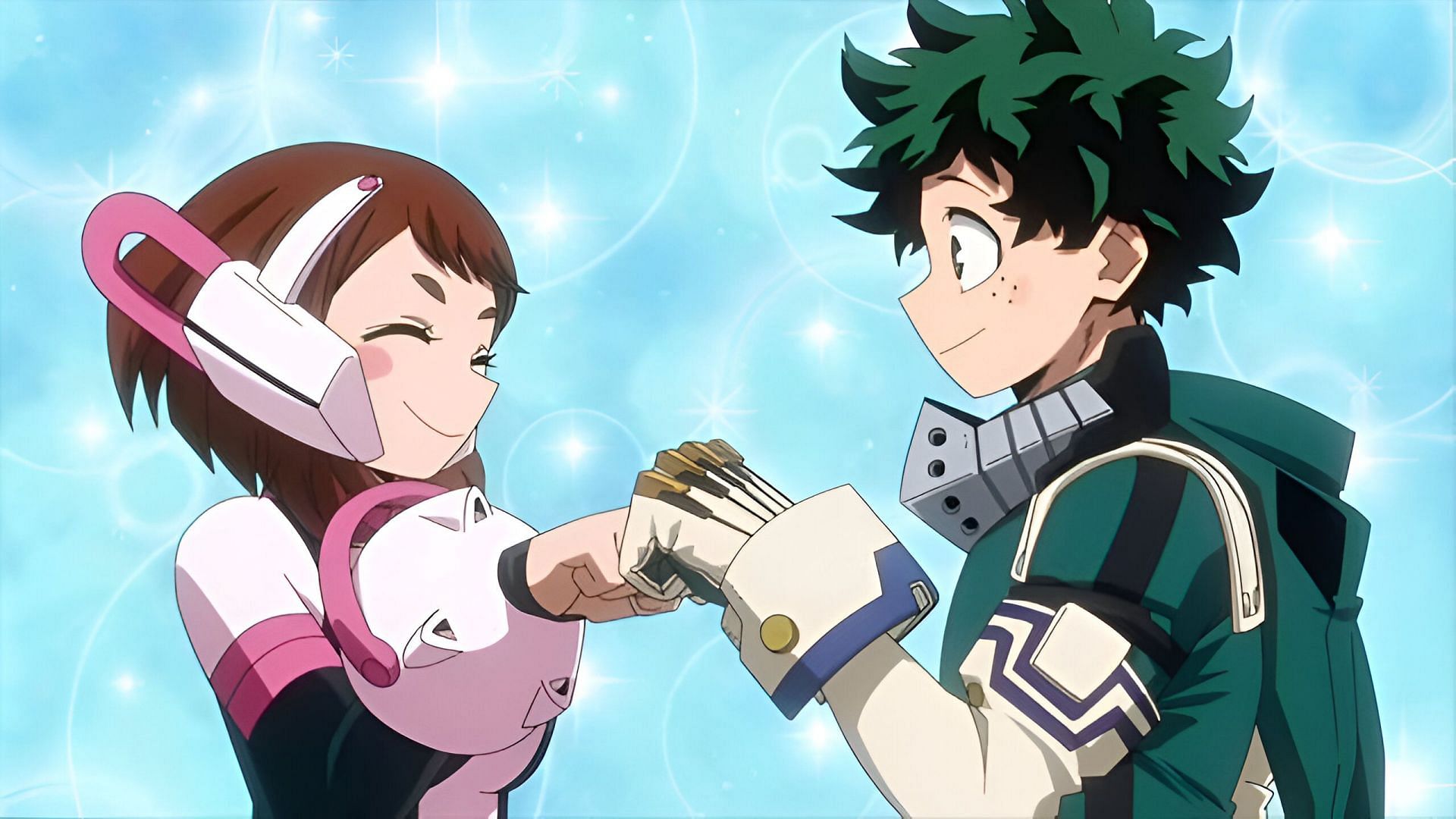 Uraraka (left) and Deku (right) as seen in the anime (Image via Bones)