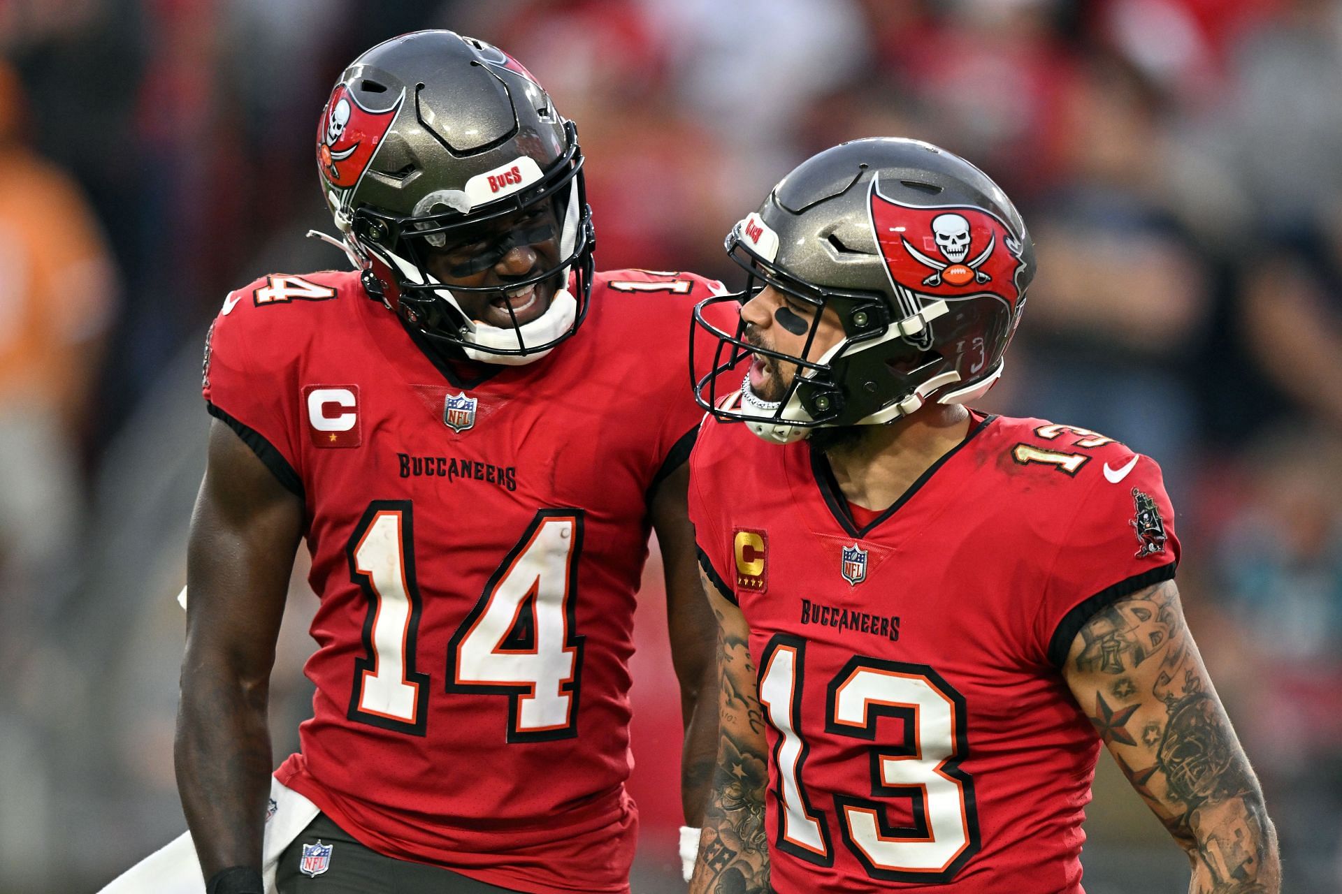 Chris Godwin, left, Mike Evans, right during Jacksonville Jaguars v Tampa Bay Buccaneers