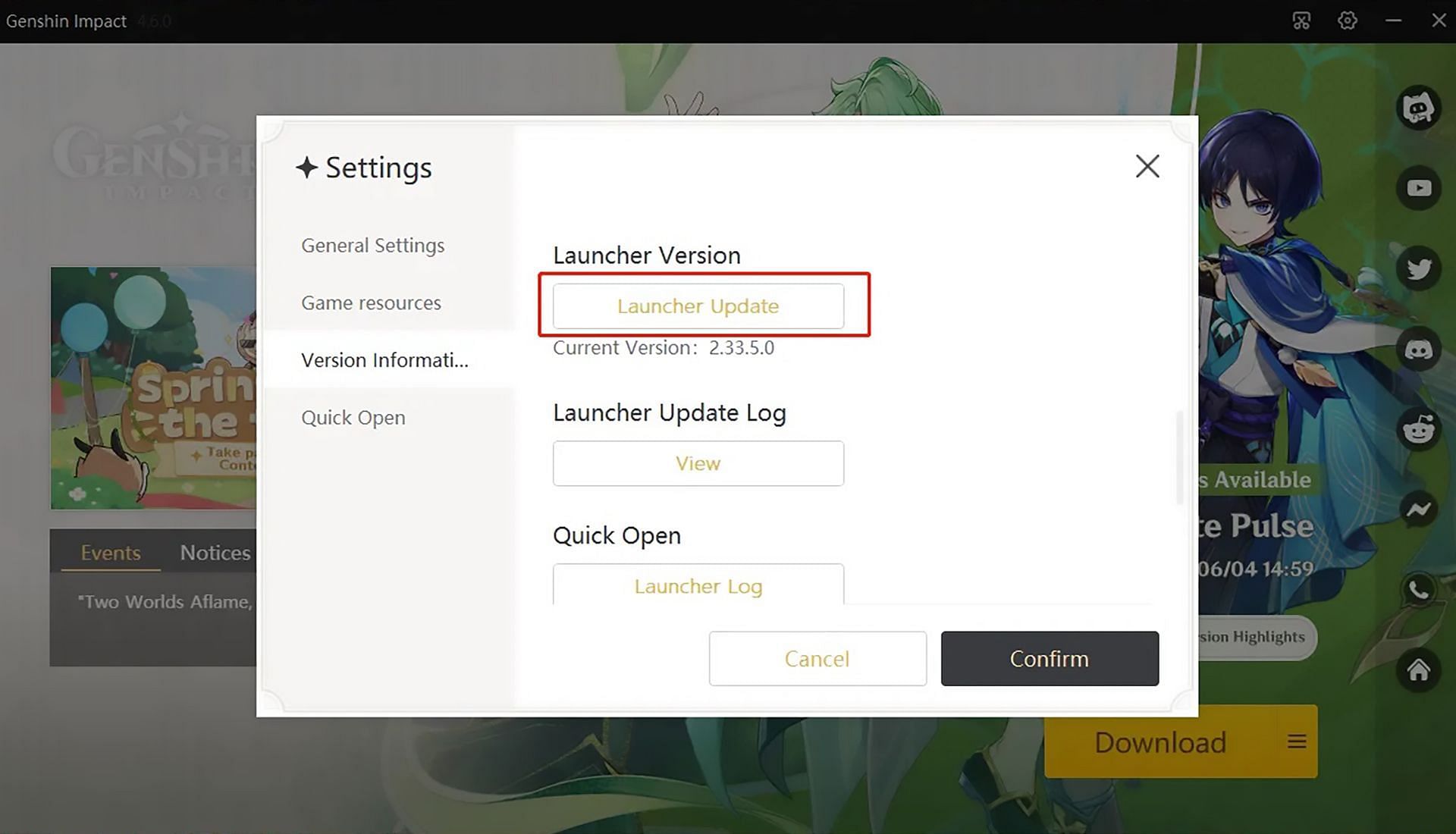 Updating the PC launcher (Image via HoYoverse)