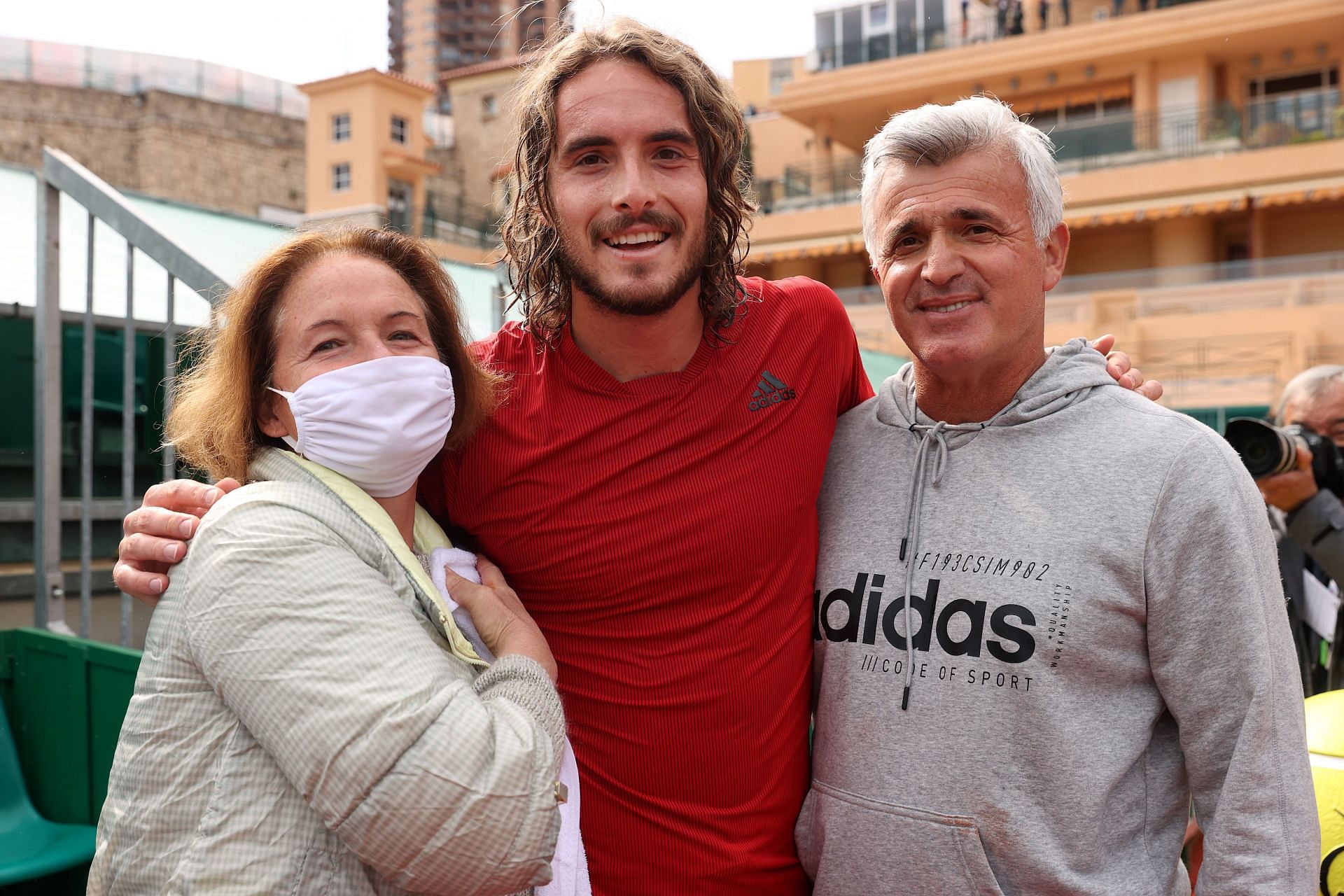 Stefanos Tsitsipas with his parents.