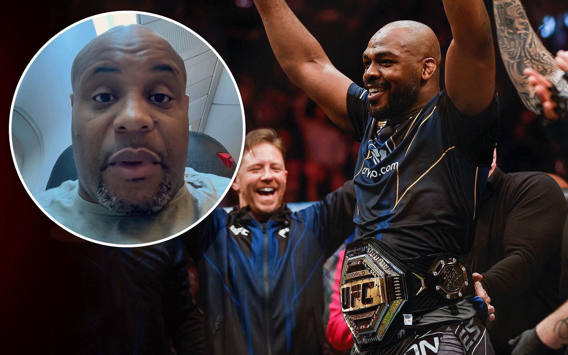 Daniel Cormier (inset) praised Jon Jones (right) for being clever in picking opponents [Images courtesy: @dc_mma on Instagram and Getty]