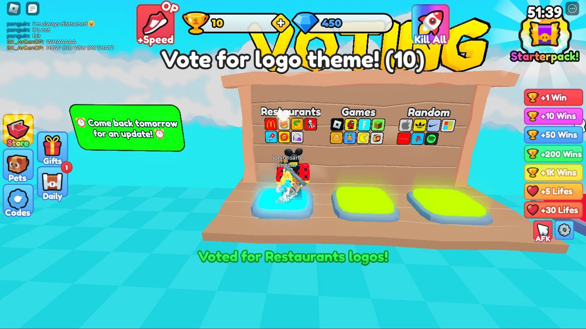 The Voting area in Logo Block Race (Image via Roblox)