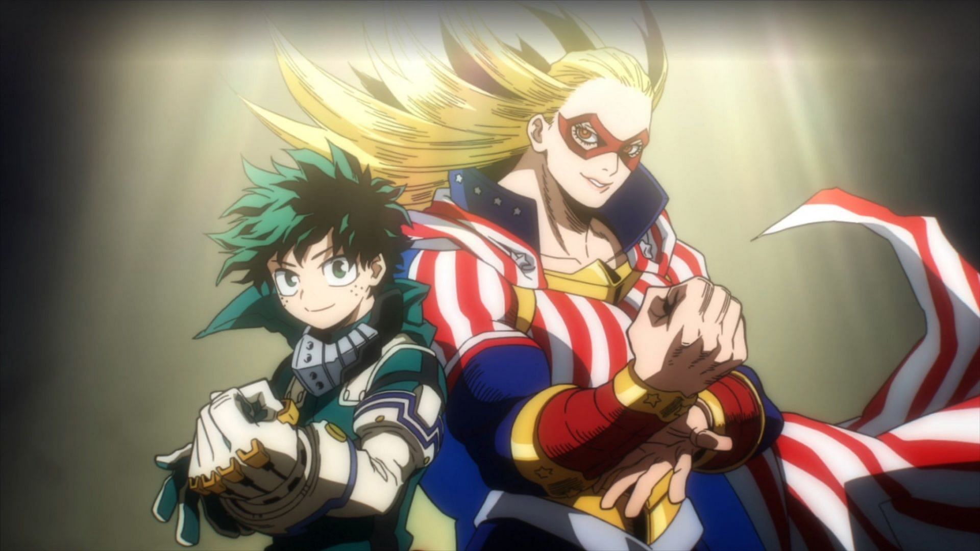 Deku and Star and Stripe in My Hero Academia Final War Arc (Image via Bones)