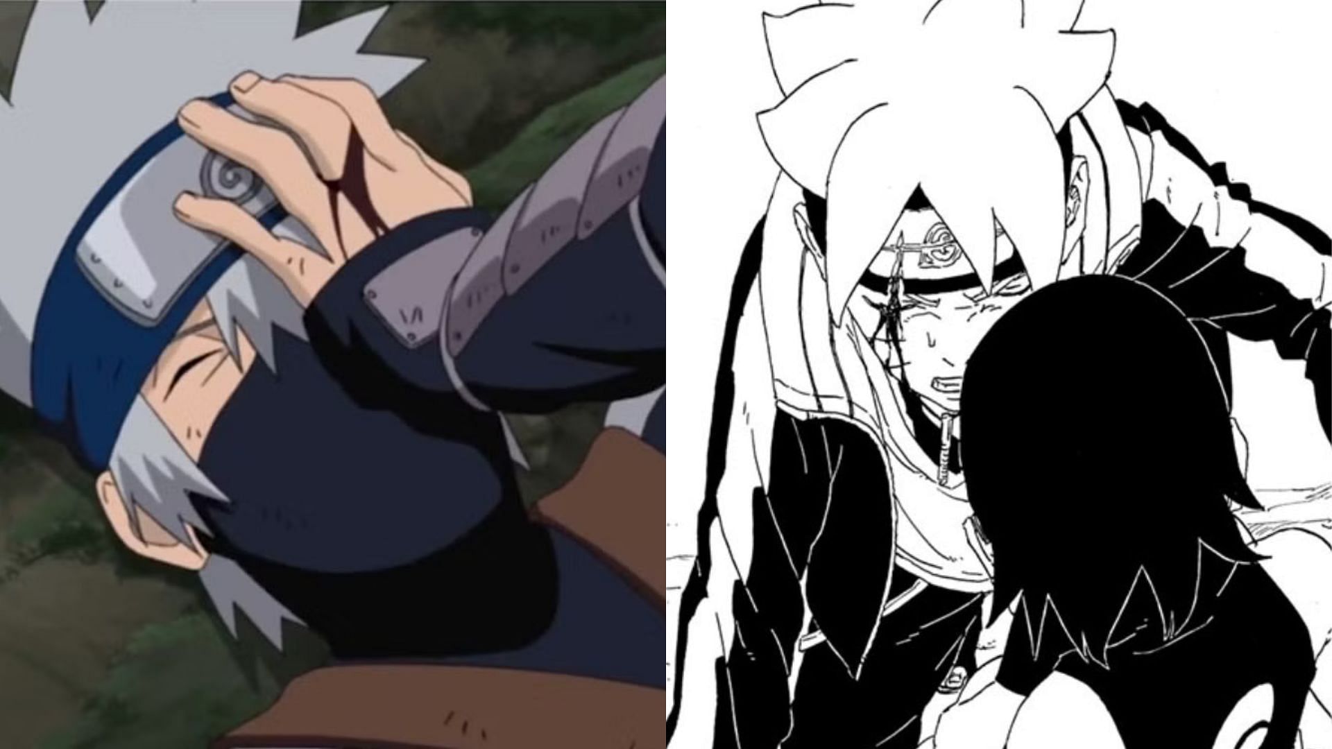 Kakashi and Boruto as seen in their series (Image via Studio Pierrot, Shueisha)