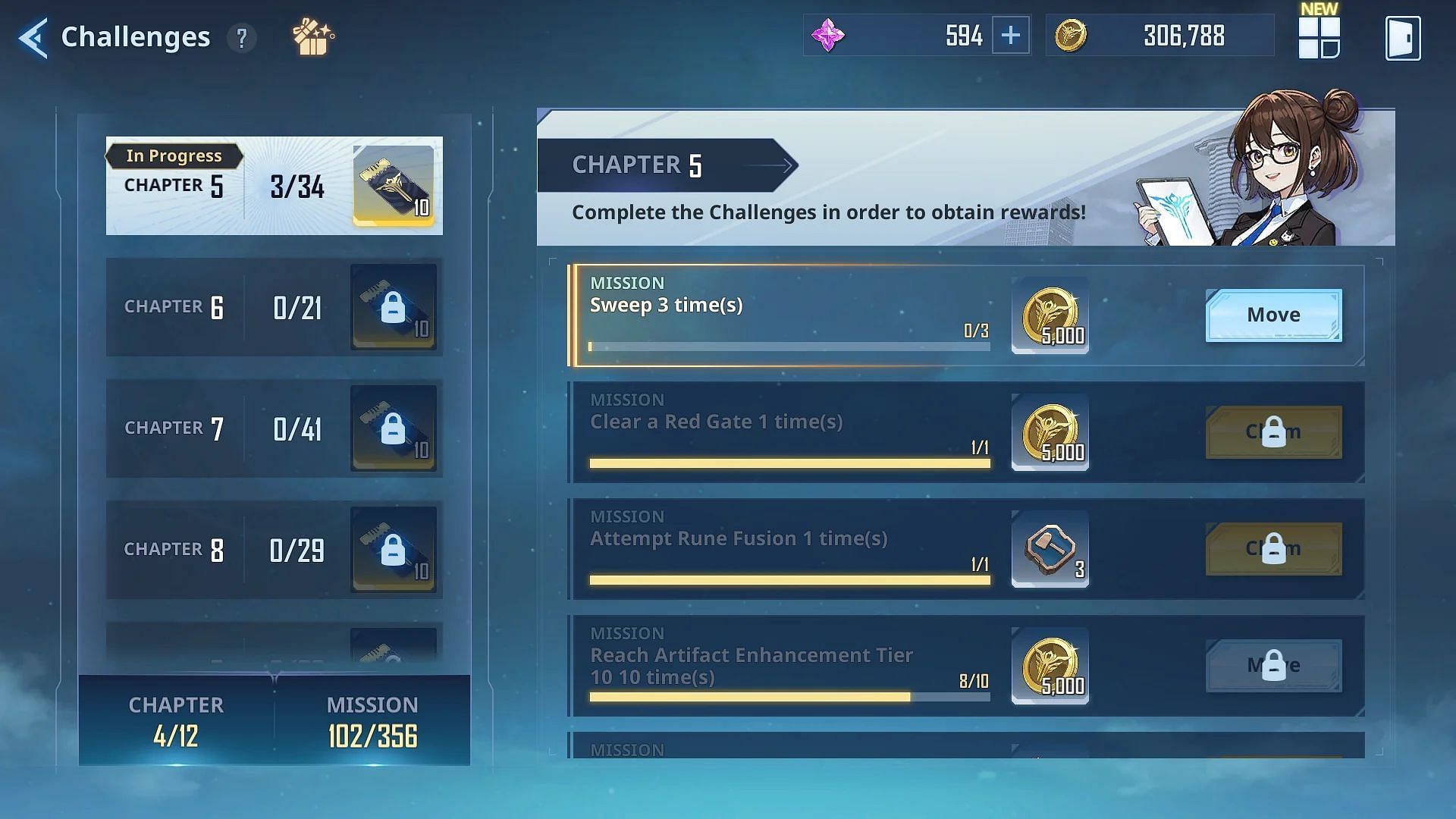 Chapter 5 has a battle mission you can complete after you have cleared Chapter 6 (Image via Netmarble)