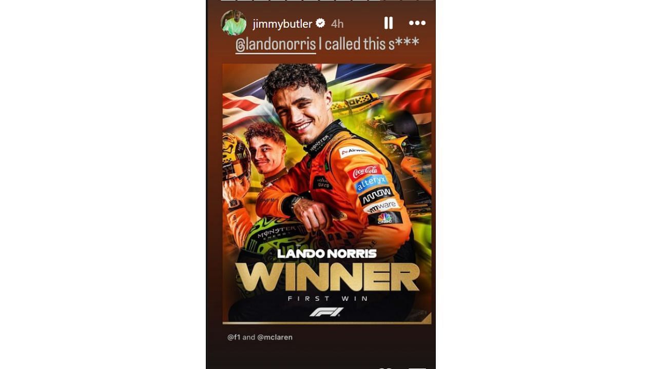 Jimmy Butler called a Lando Norris win on Sunday&#039;s Miami F1 Grand Prix.