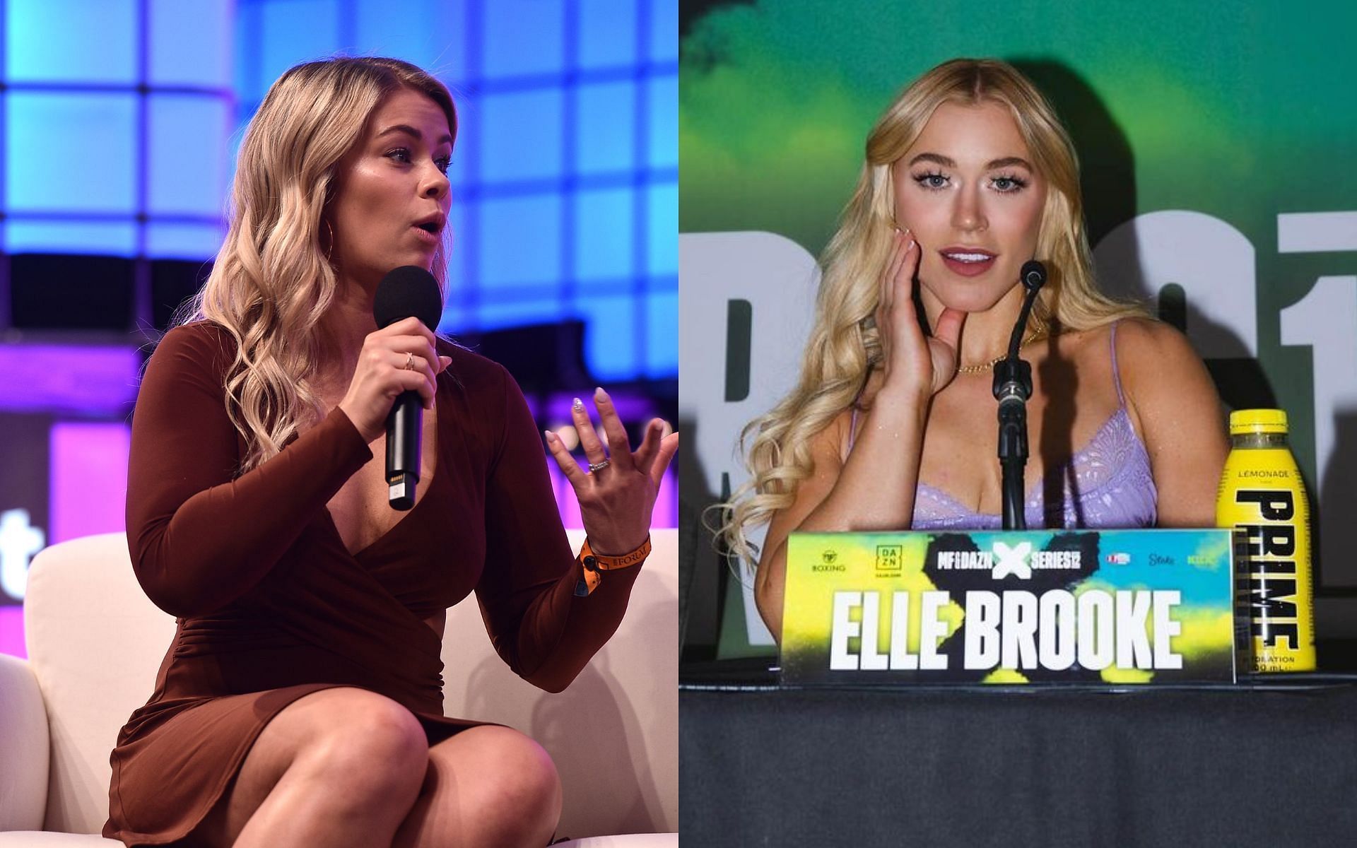 Paige VanZant (left) and Elle Brooke (right) will do battle in a championship clash at the MF &amp; DAZN: X Series 15 event [Images courtesy: Getty Images and @thedumbledong on Instagram]