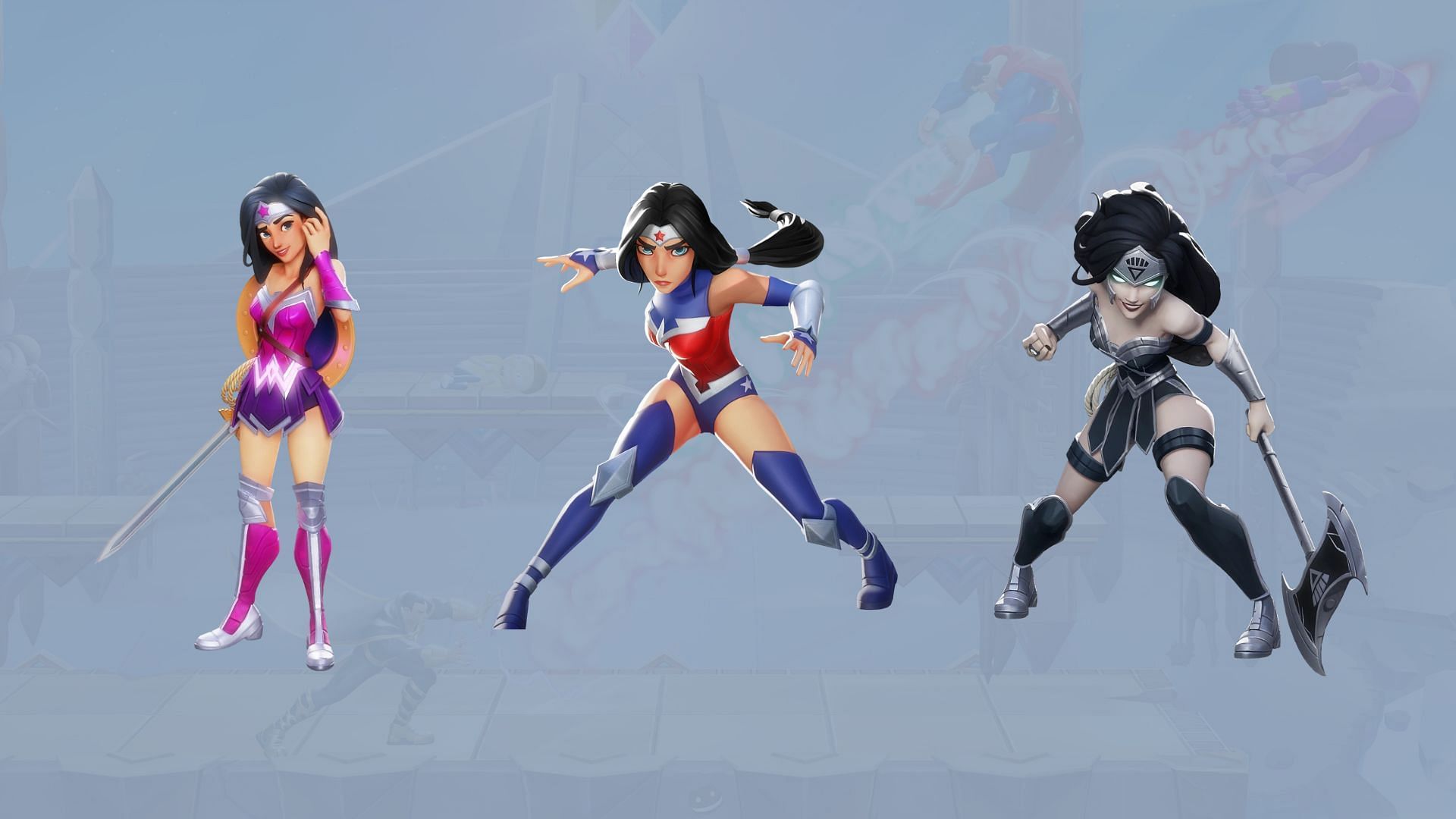 Variants of Wonder Woman in Multiversus (Image via Warner Bros. Games)