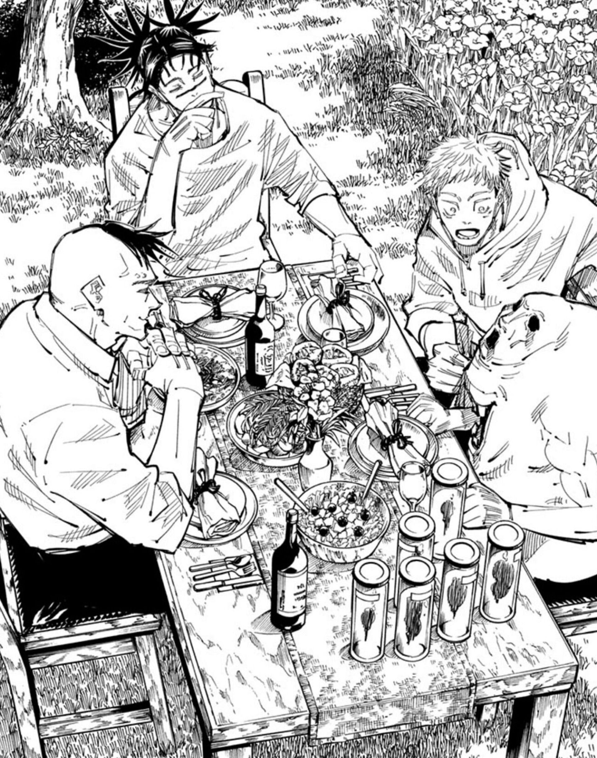 Kechizu, Choso, Yuji and Eso in Jujutsu Kaisen (Image via Gege Akutami, Shueisha)