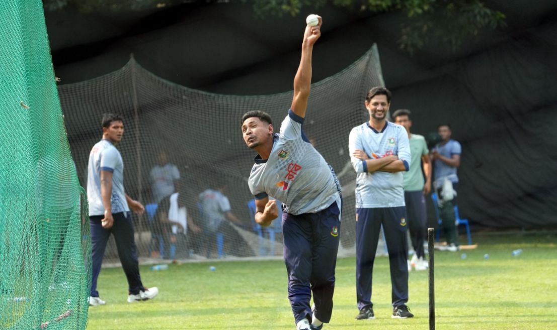 Mustafizur Rahman bowling in the nets (Image Courtesy: X/Bangladesh Cricket)