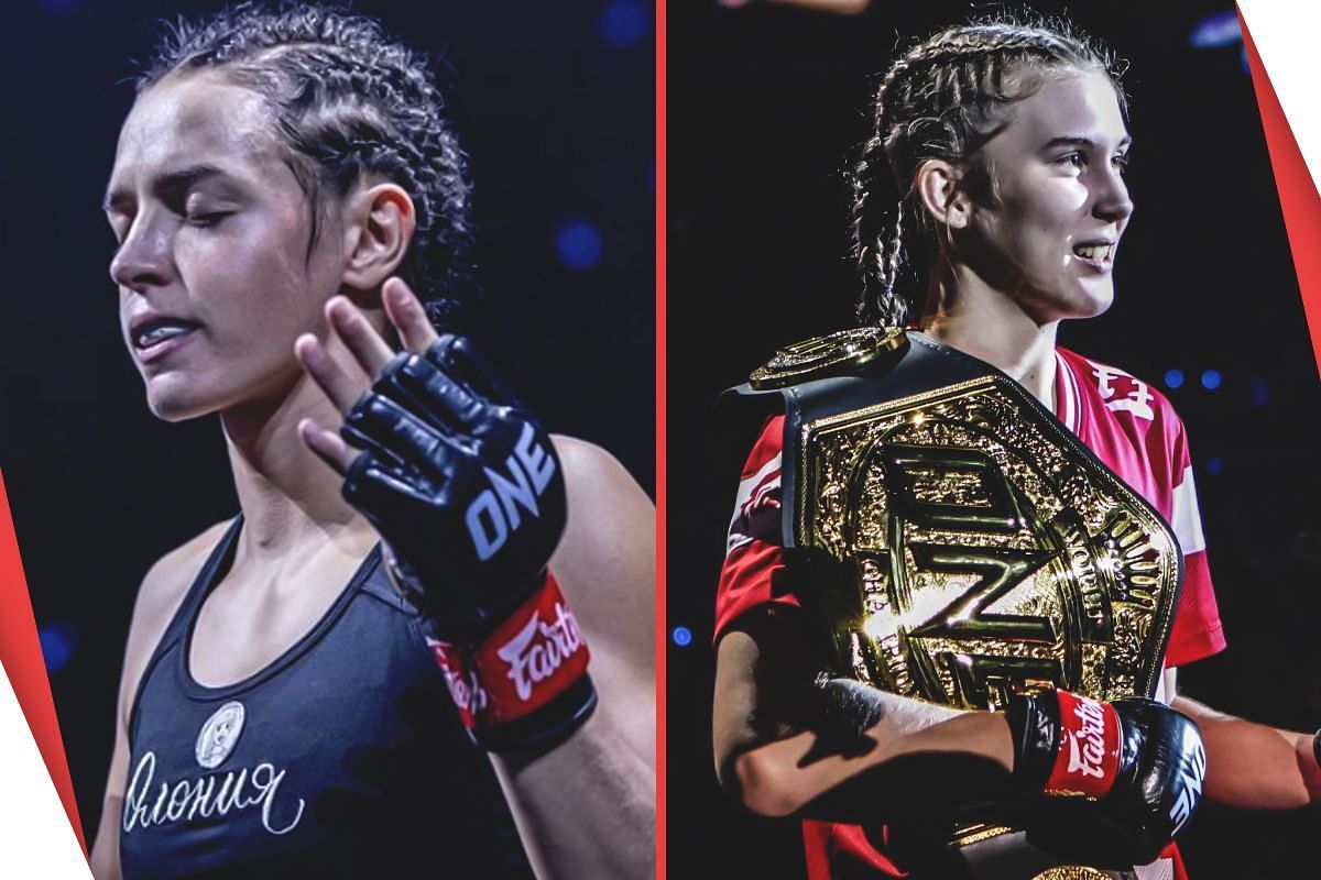 Natalia Diachkova (L) refuses to lift the lid on Smilla Sundell&rsquo;s (R) weaknesses. -- Photo by ONE Championship