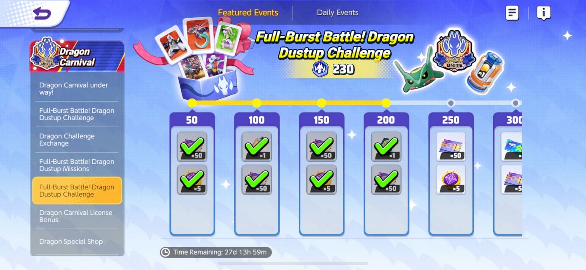 Full-burst Battle Dragon Dustup Challenge reward screen (Image via The Pokemon Company)