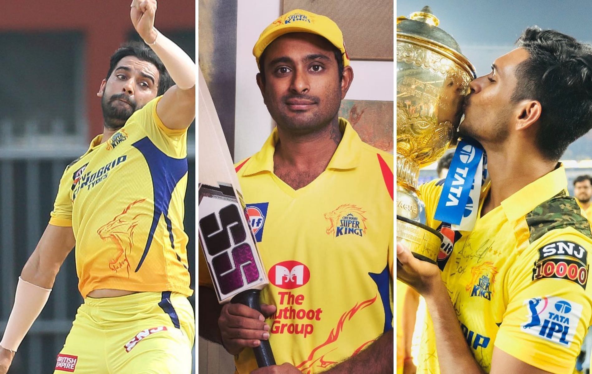 (L to R) Deepak Chahar, Ambati Rayudu, and Matheesha Pathirana