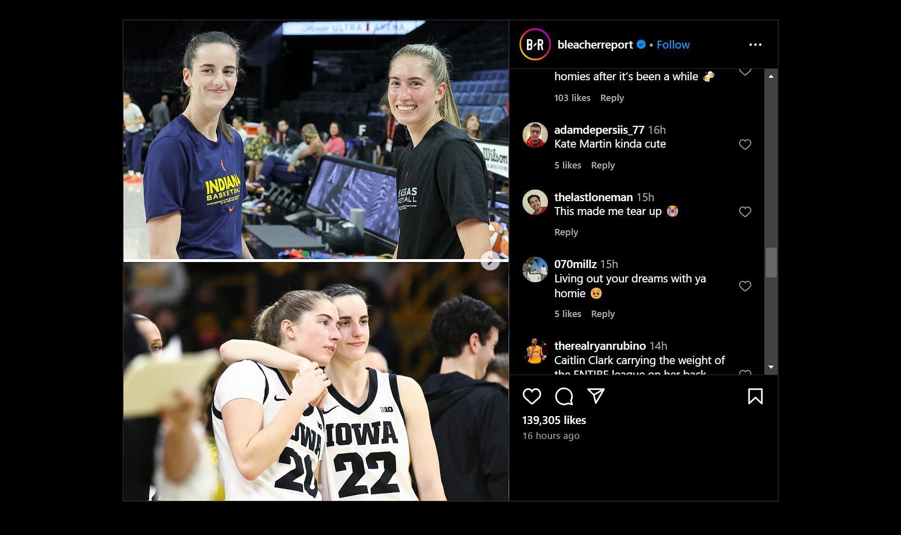 Basketball fans react to Caitlin Clark and Kate Martin&#039;s reunion