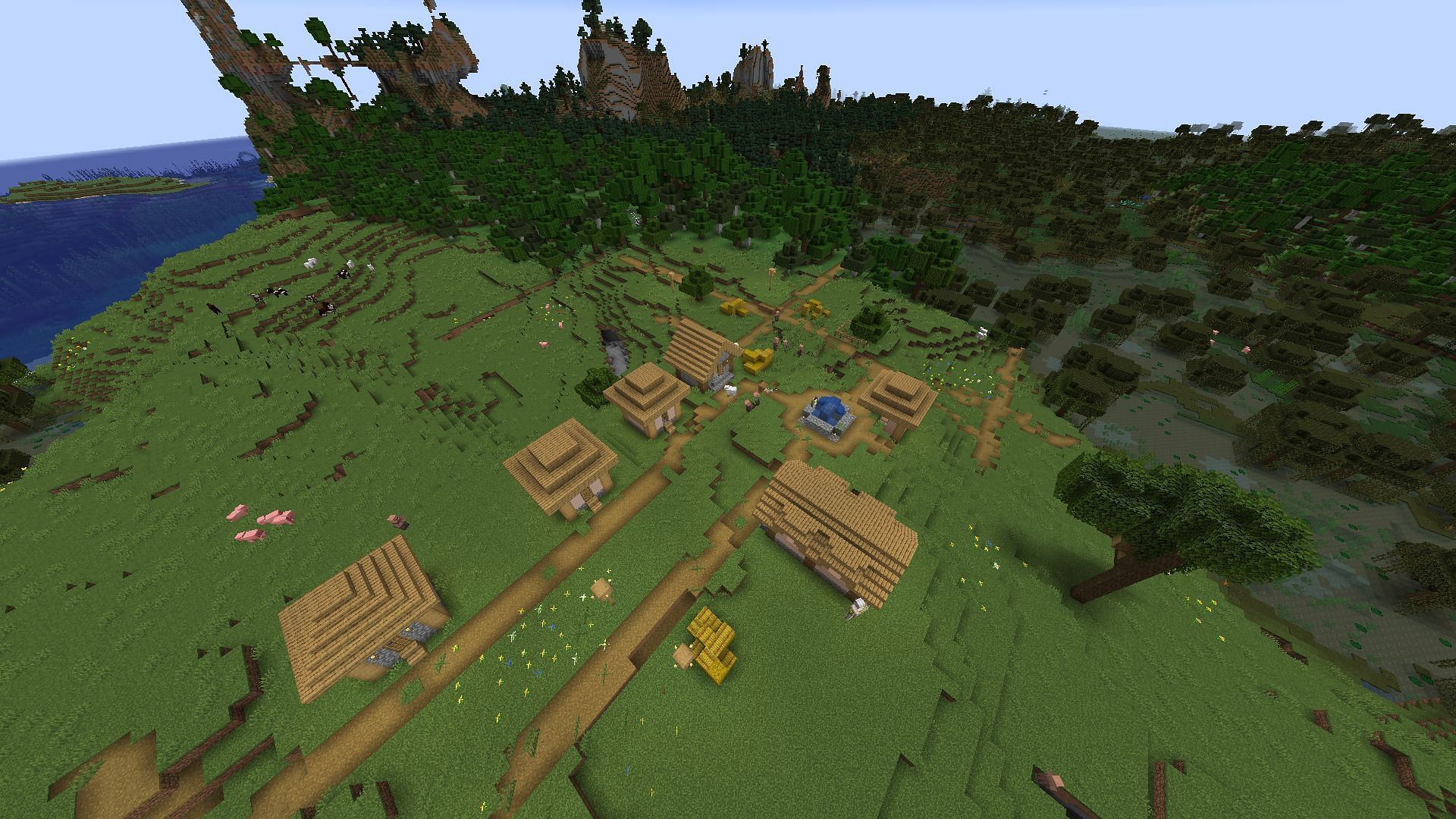 This seed provides rapid accessibility to create swamp villagers in Minecraft 1.21 (Image via Mojang)