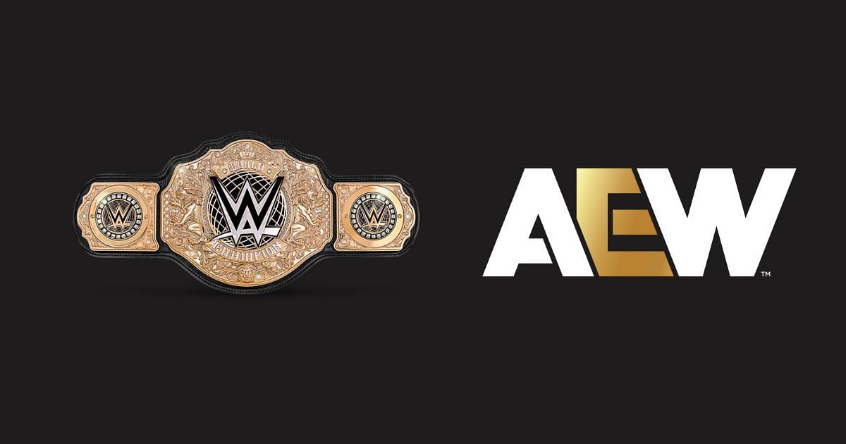 WWE World Championship (left) and AEW lohgo (right) [Images via WWE and AEW