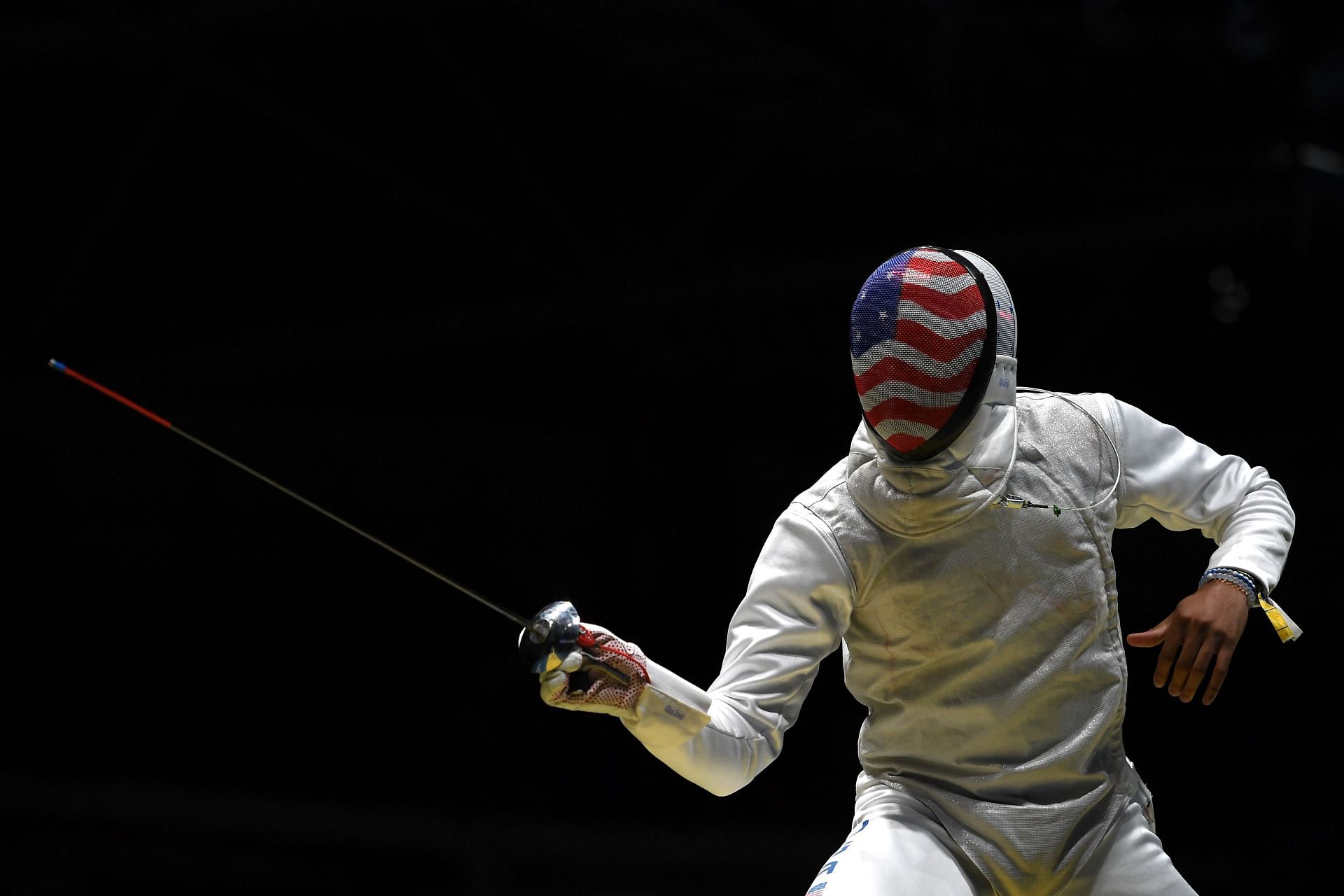 Miles Chamley-Watson of the United States competes during a Men&#039;s Foil Team Quarterfinal bout at the 2016 Olympic Games in Rio de Janeiro, Brazil.