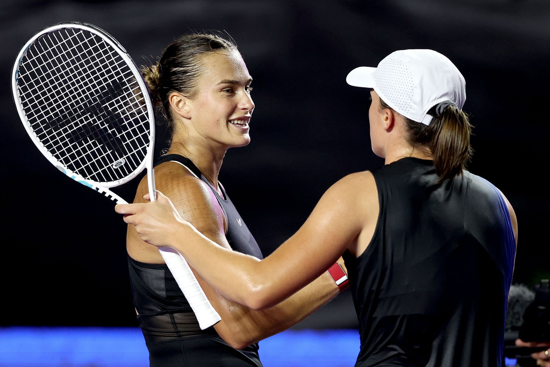 Aryna Sabalenka and Iga Swiatek after their 2023 WTA Finals clash