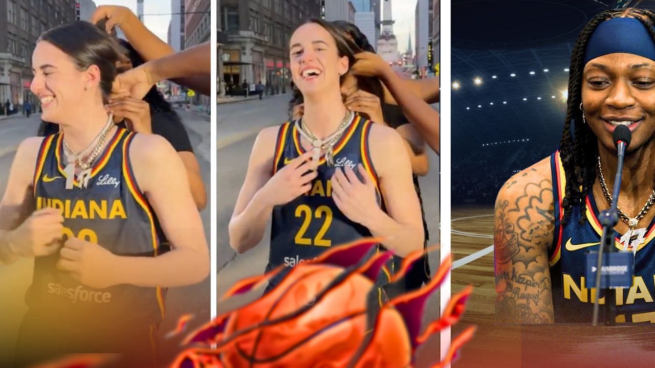 Caitlin Clark (left and center) is set to make her WNBA debut.