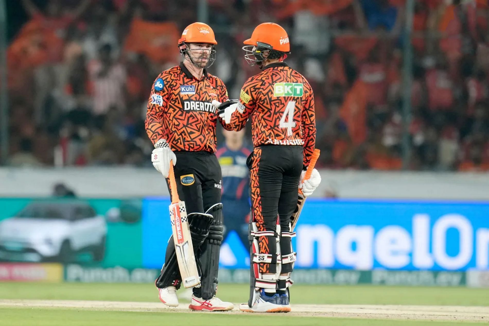 Sunrisers Hyderabad openers Travis Head (left) and Abhishek Sharma (Pic: BCCI/ iplt20.com)