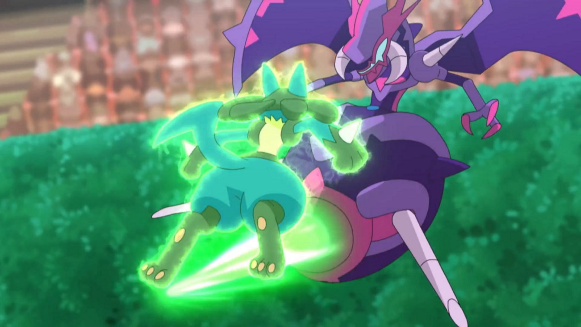 Lucario, as seen in the anime (Image via TPC)