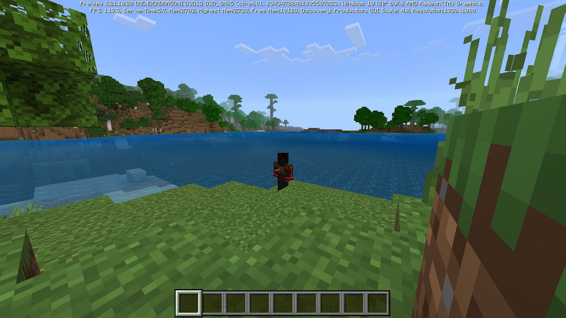 The new camera input massively zooms out the third-person view. (Image via Mojang Studios)