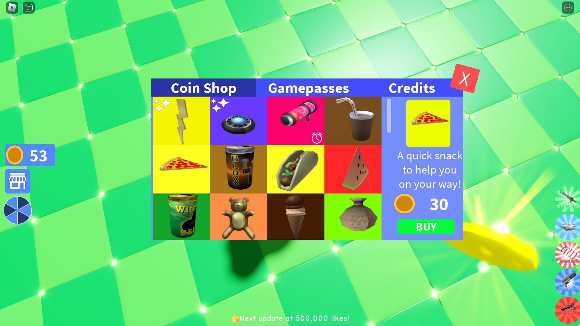 In-game item shop (Image via Roblox)