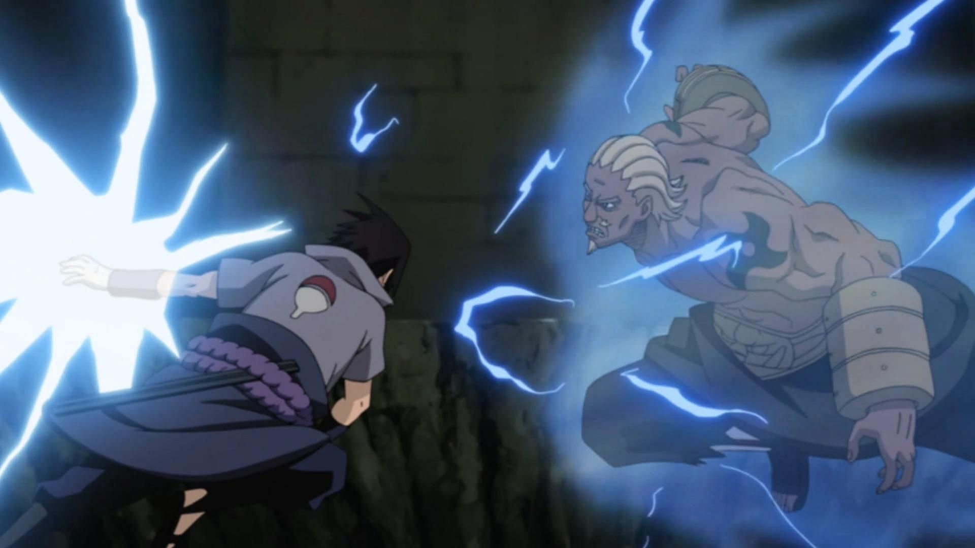 The Raikage and Uchiha Sasuke clash with each other (Image via Studio Pierrot)
