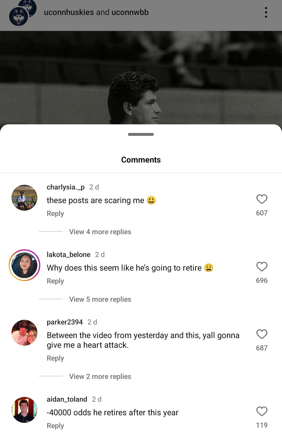 UConn&#039;s IG comment section