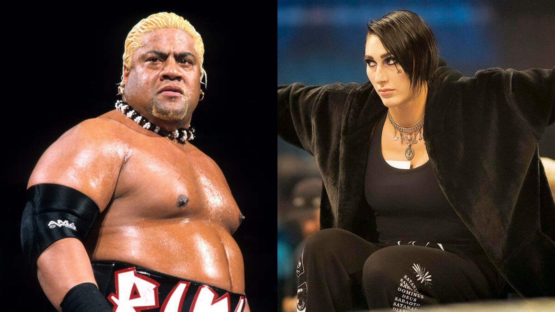 Rikishi (left) and Rhea Ripley (right)