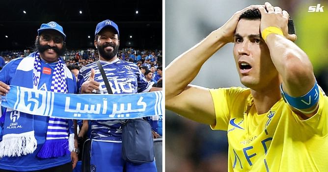 Al-Hilal fans display Lionel Messi banner to apparently troll Cristiano Ronaldo during Al-Nassr win over Al-Akhdoud