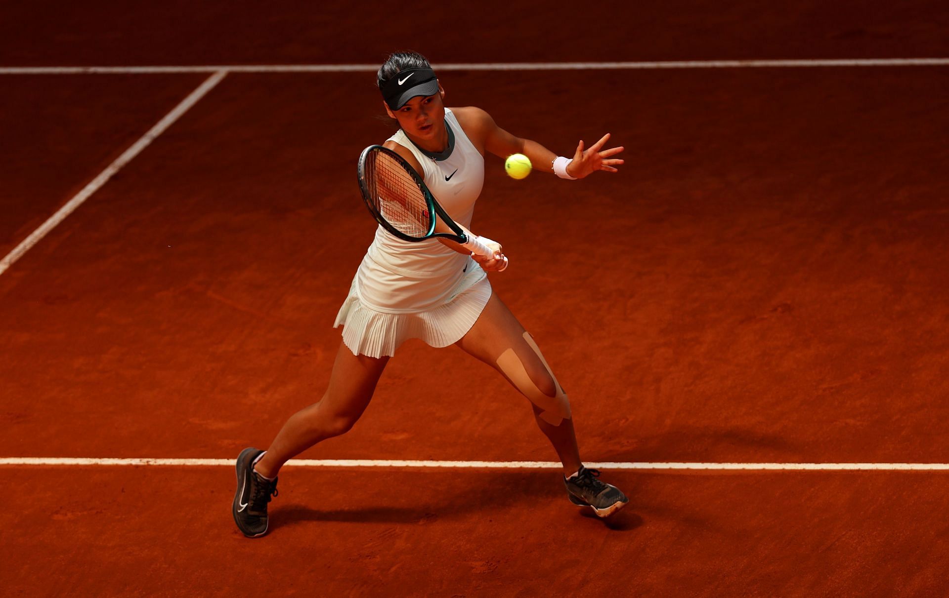 Emma Raducanu in action at the 2024 Madrid Open