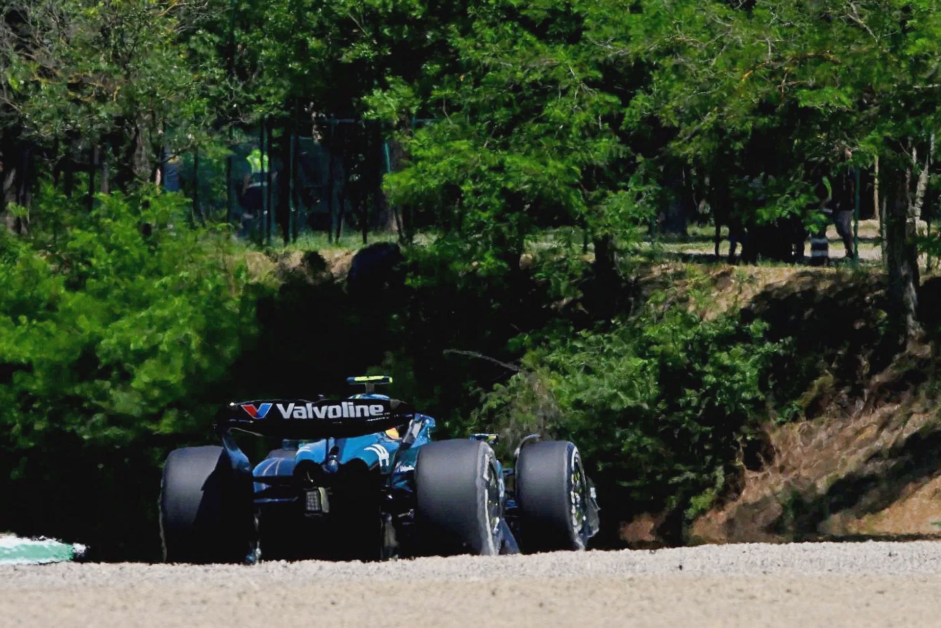 Fernando Alonso (14) on track during final practice ahead of the 2024 F1 Imola Grand Prix. (Photo by Rudy Carezzevoli/Getty Images)