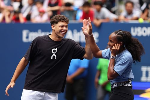 Ben Shelton and Coco Gauff during Arthur Ashe Kids' Day.