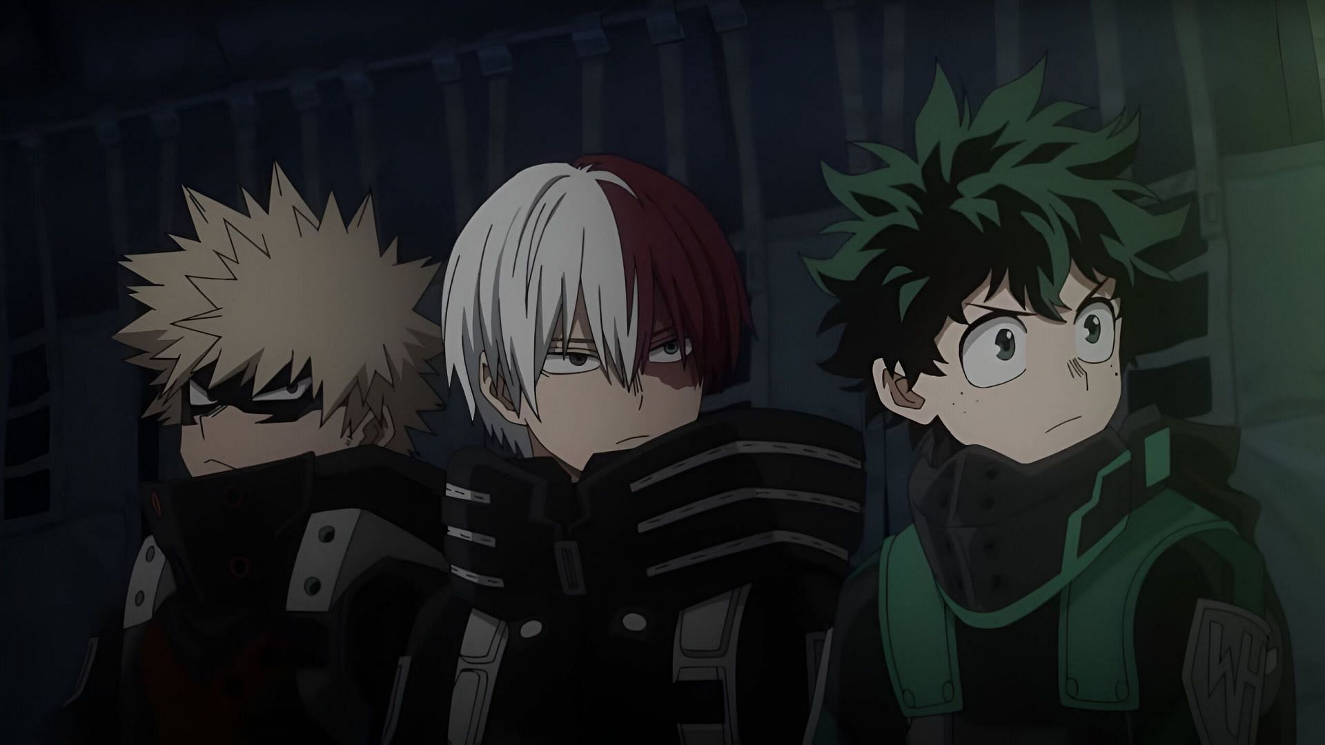 Katsuki, Shoto, Deku as seen in My Hero Academia anime (Image via BONES)