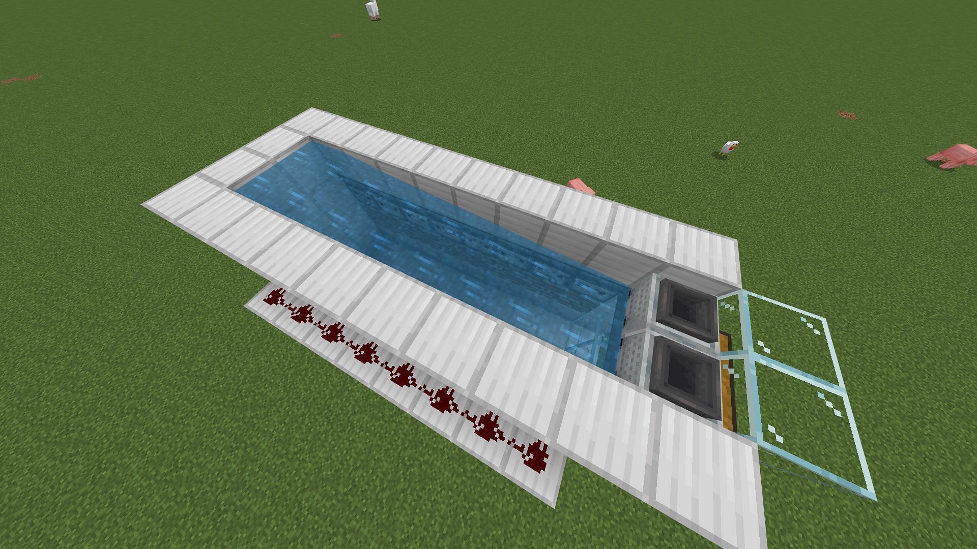 The water flow after the slabs have been removed on the Minecraft kelp farm (Image via Mojang)