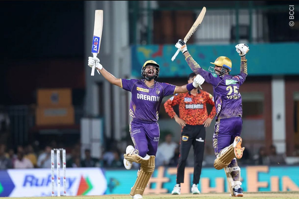 Shreyas Iyer and Venkatesh Iyer after guiding KKR over the finishing line [Image credit: BCCI/IPLT20]