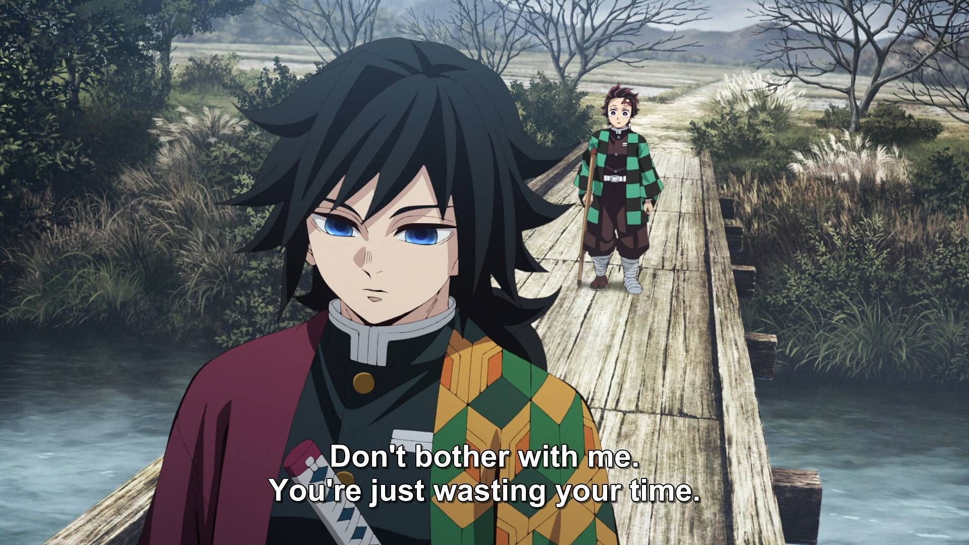 Tanjiro persuading Giyu (Image via Ufotable)