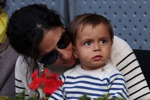 Rafael Nadal's wife Maria Francisca Perello with their son at the Madrid Open.