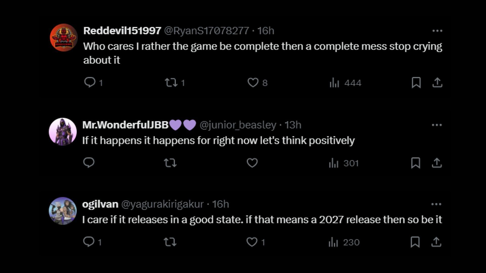 Fans&rsquo; comments about Rockstar Games announcing a potential Grand Theft Auto 6 delay (Images via X)