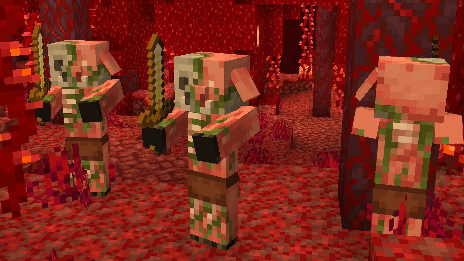 Zombified piglins attack in swarms when angered (Image via Mojang)