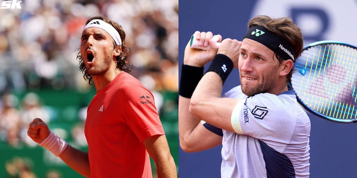 Casper Ruud (L) and Stefanos Tsitsipas (R)