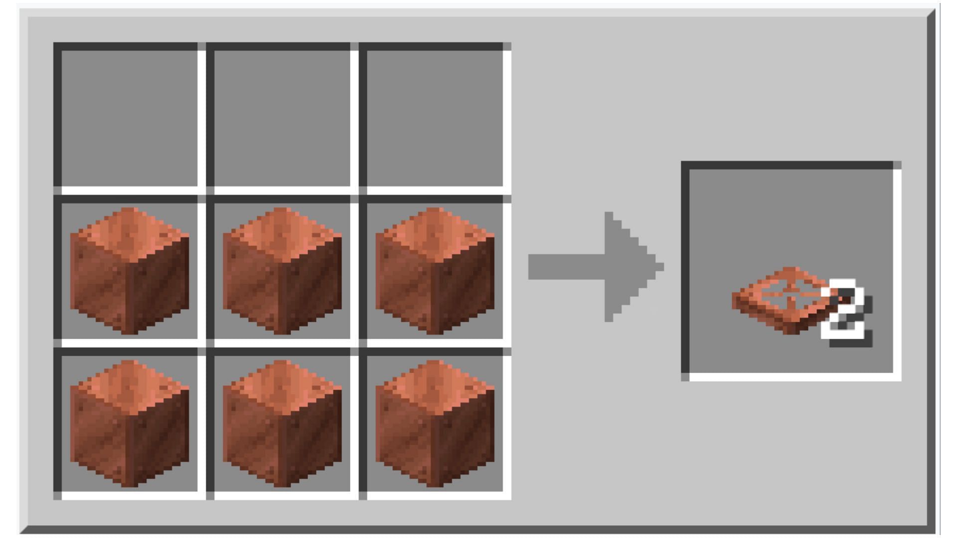 Current, expensive recipe for making copper trapdoors. (Image via Mojang Studios)