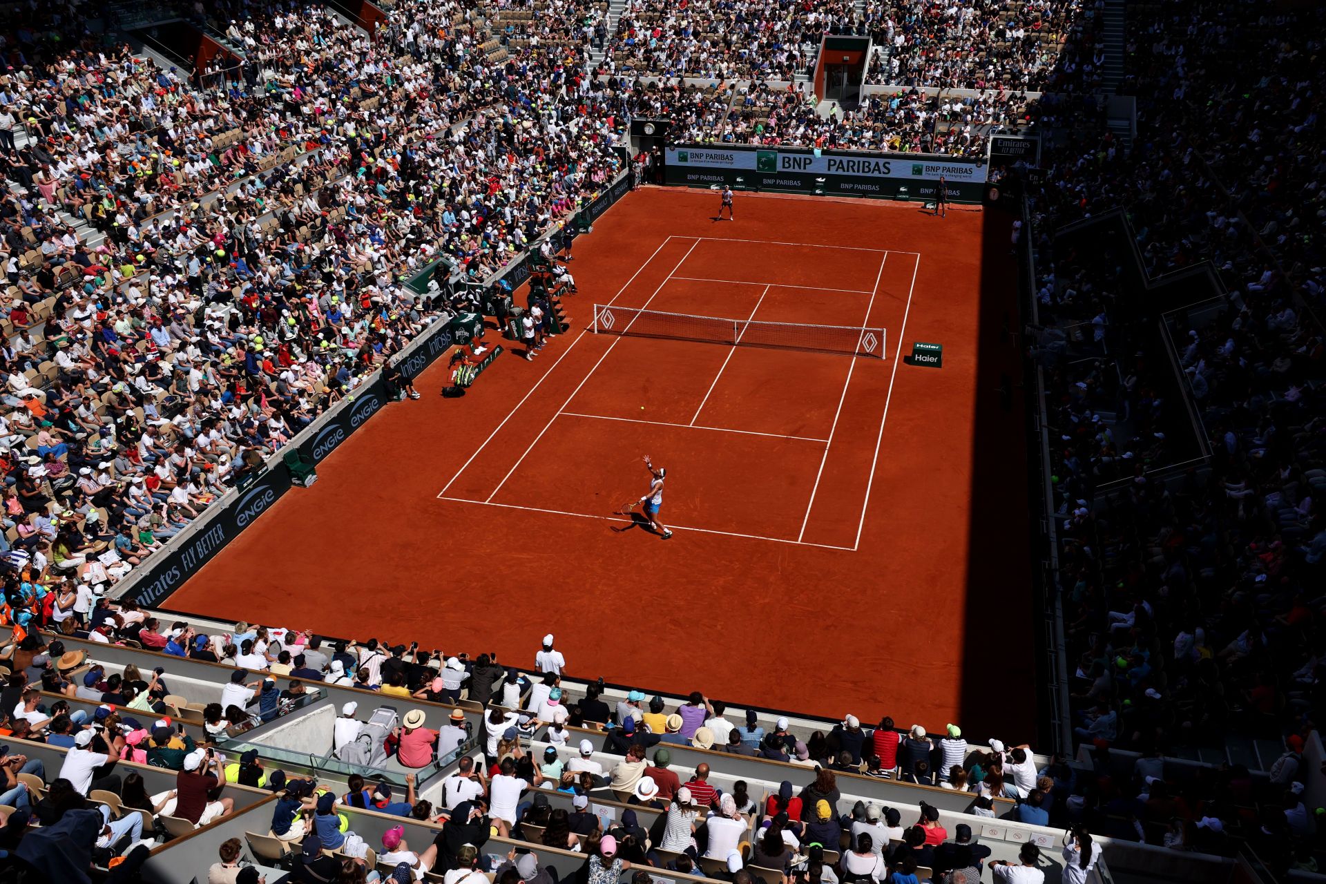 Court Suzanne Lenglen during the 2024 French Open practice sessions.